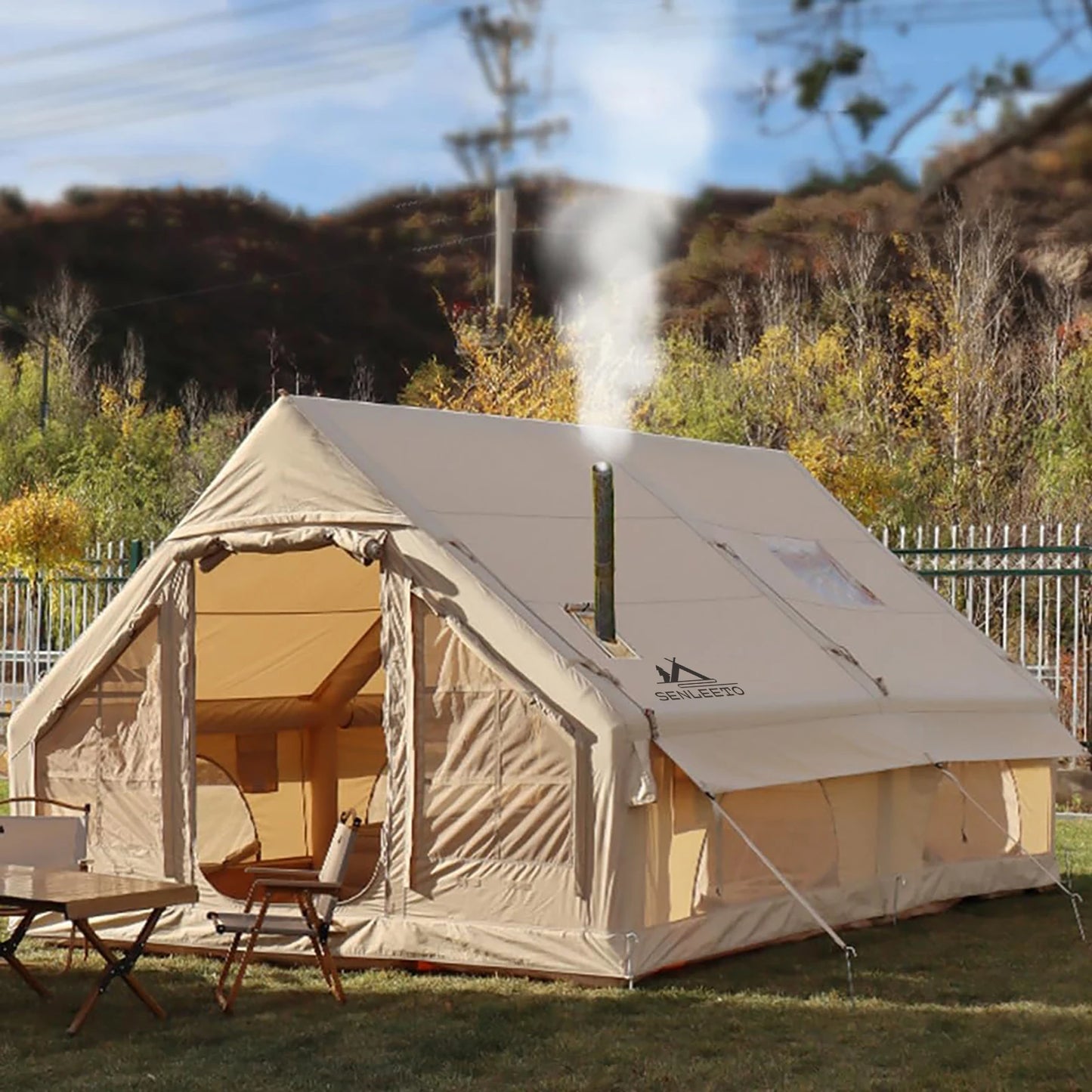 Senleeto Portable Inflatable Camping Tent with Skylight