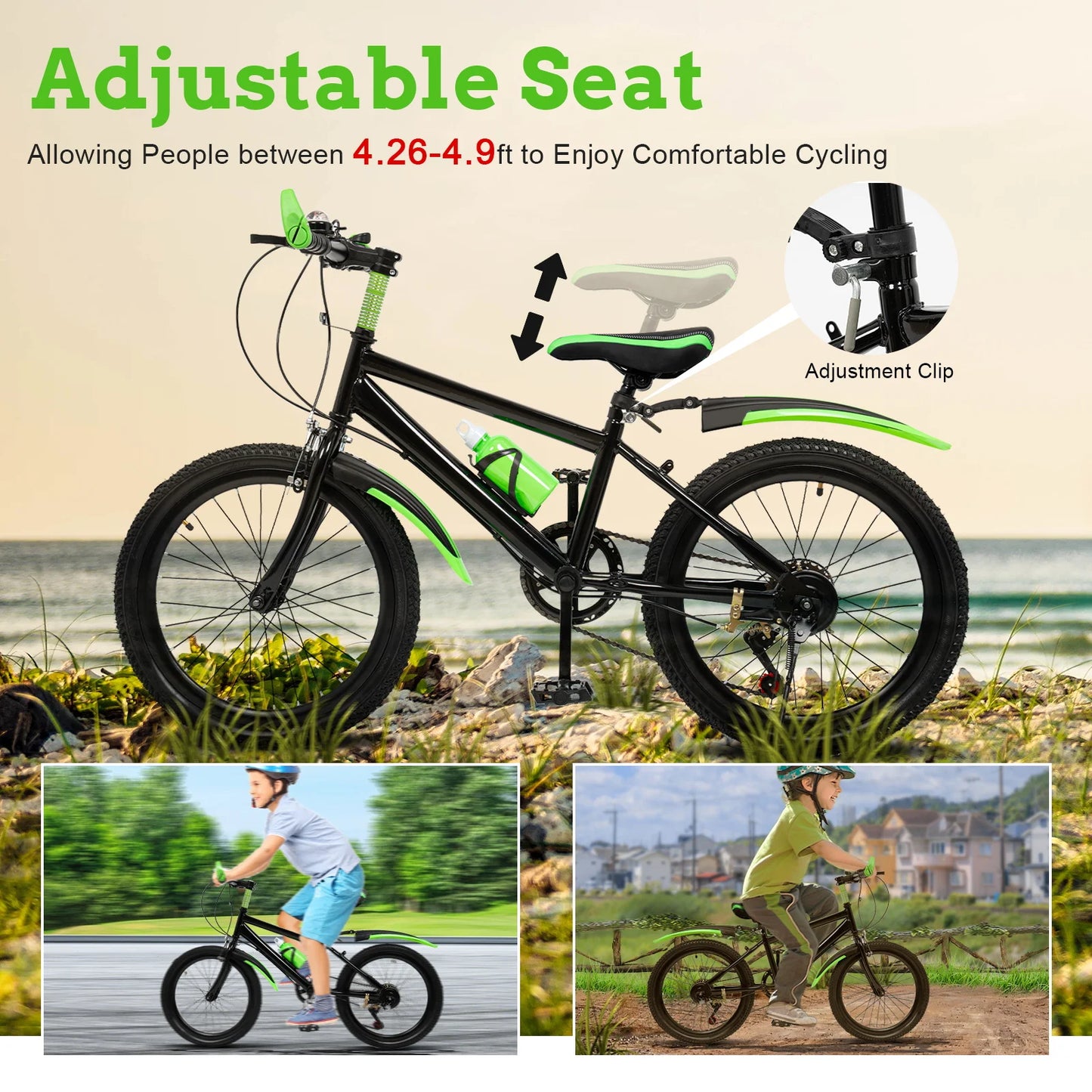 7 Speed Mountain Bike For Kids Unisex All Terrain Bike