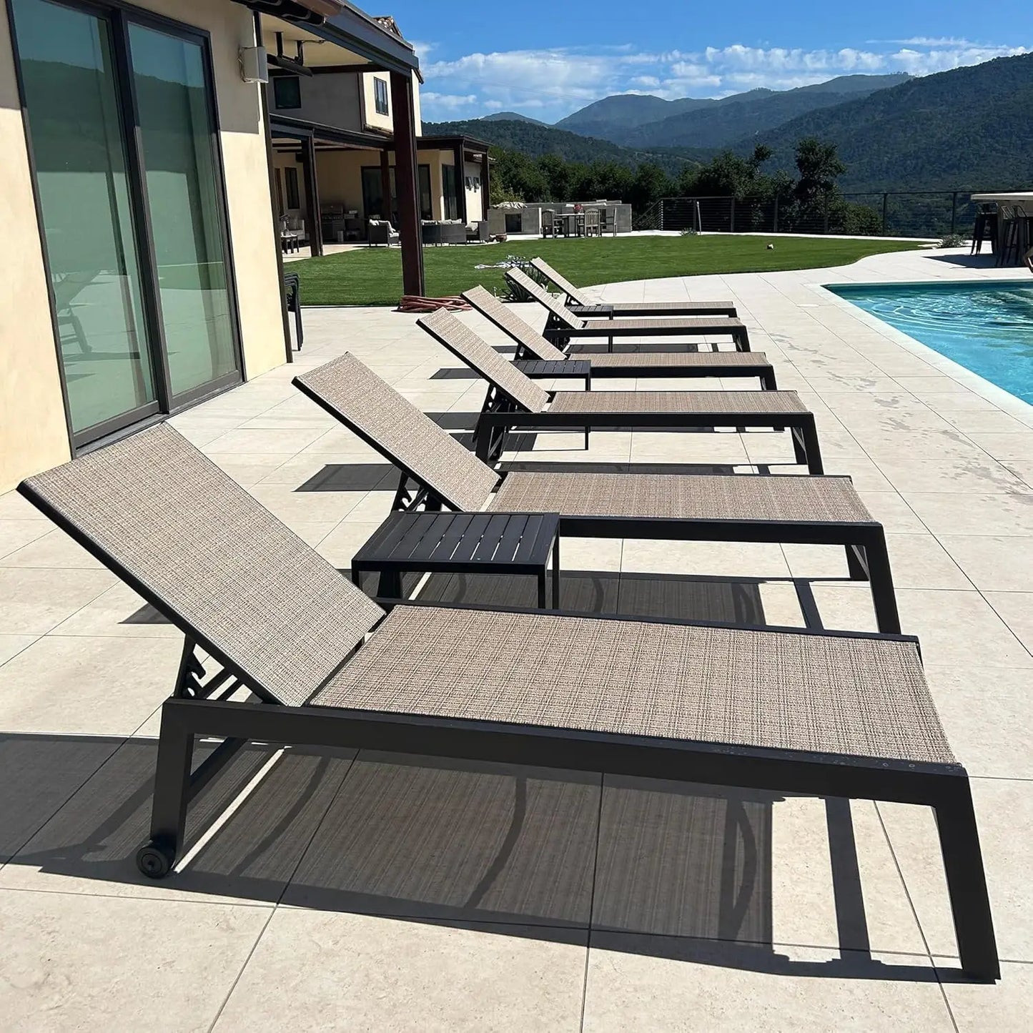 XIAOLANG Outdoor Chaise Lounge Set With Adjustable Backrest And Wheels