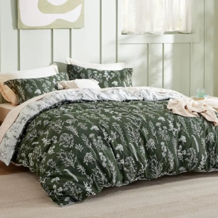 Floral Comforter Set 3 Piece Bedding With Reversible Pillow Shams