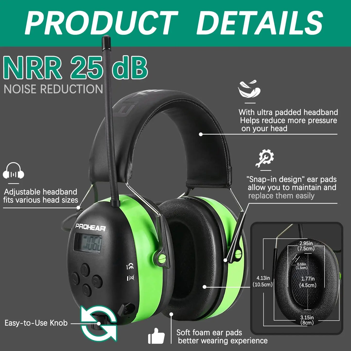ZOHAN Bluetooth Headphones With Industrial Ear Protection And Noise Reduction