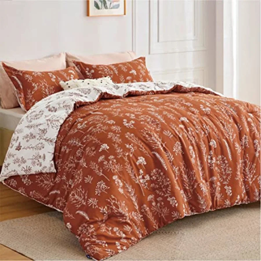 Floral Comforter Set Duvet Cover And Pillow Shams Bedding