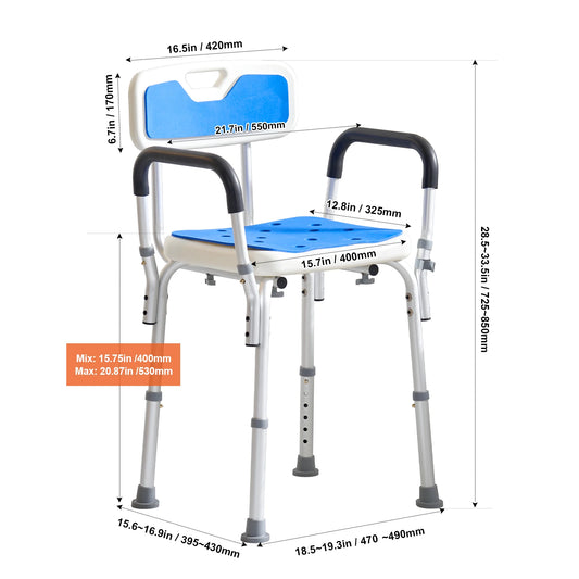 Shower Chair Adjustable Height Bath Bench For Elderly And Disabled