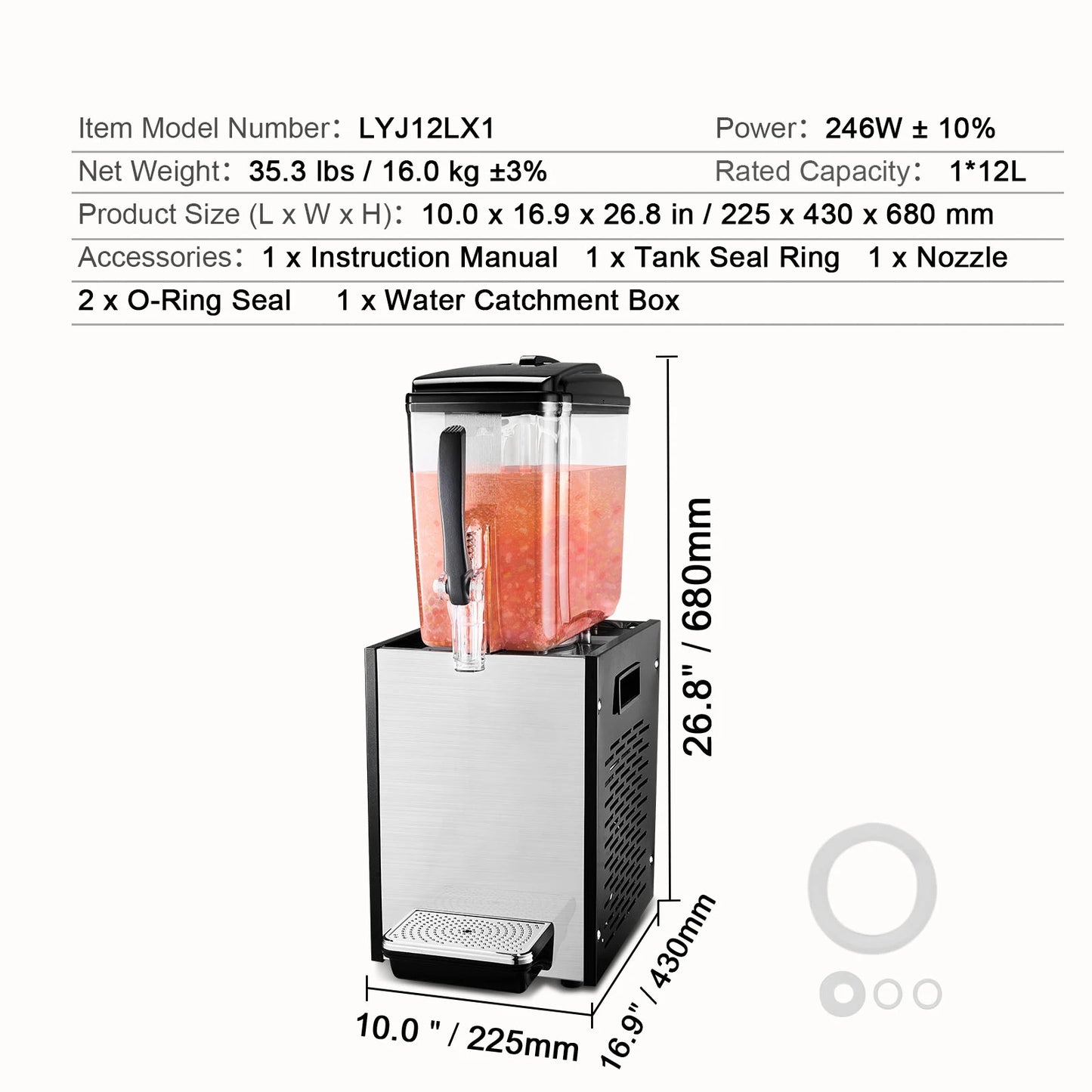SucceBuy Commercial Beverage Dispenser Stainless Steel