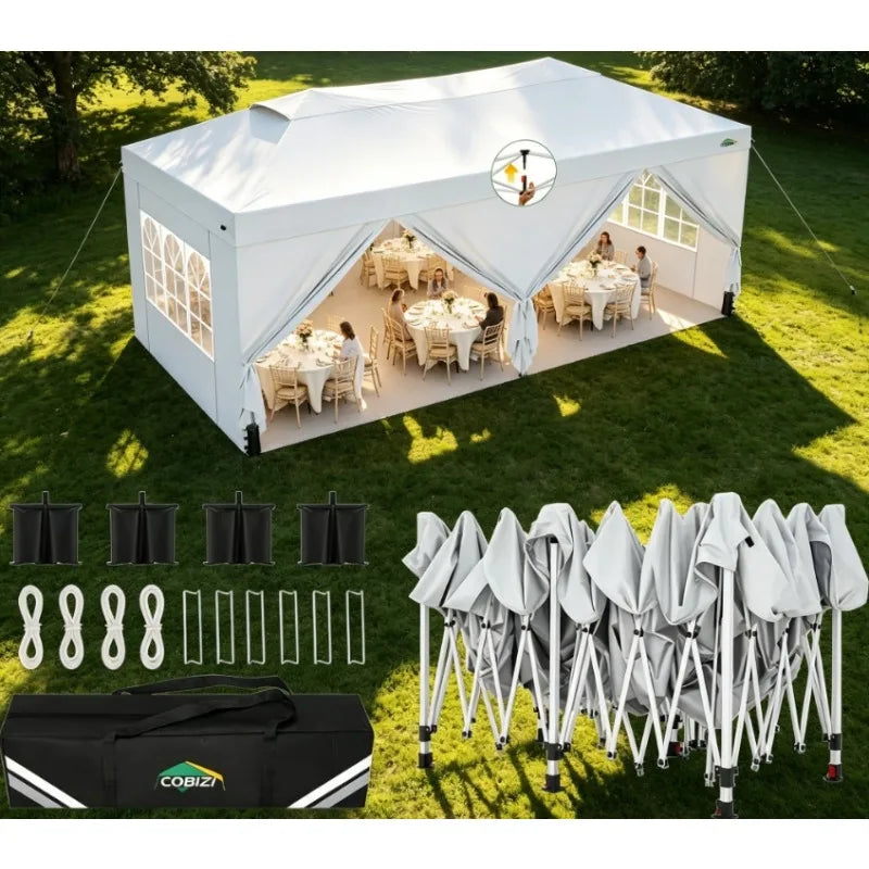 Waterproof Gazebo Tent Pop Up Canopy With Six Sidewalls