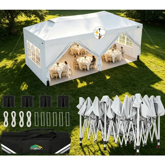 COBIZI Waterproof Gazebo Tent Pop Up Canopy With Sidewalls