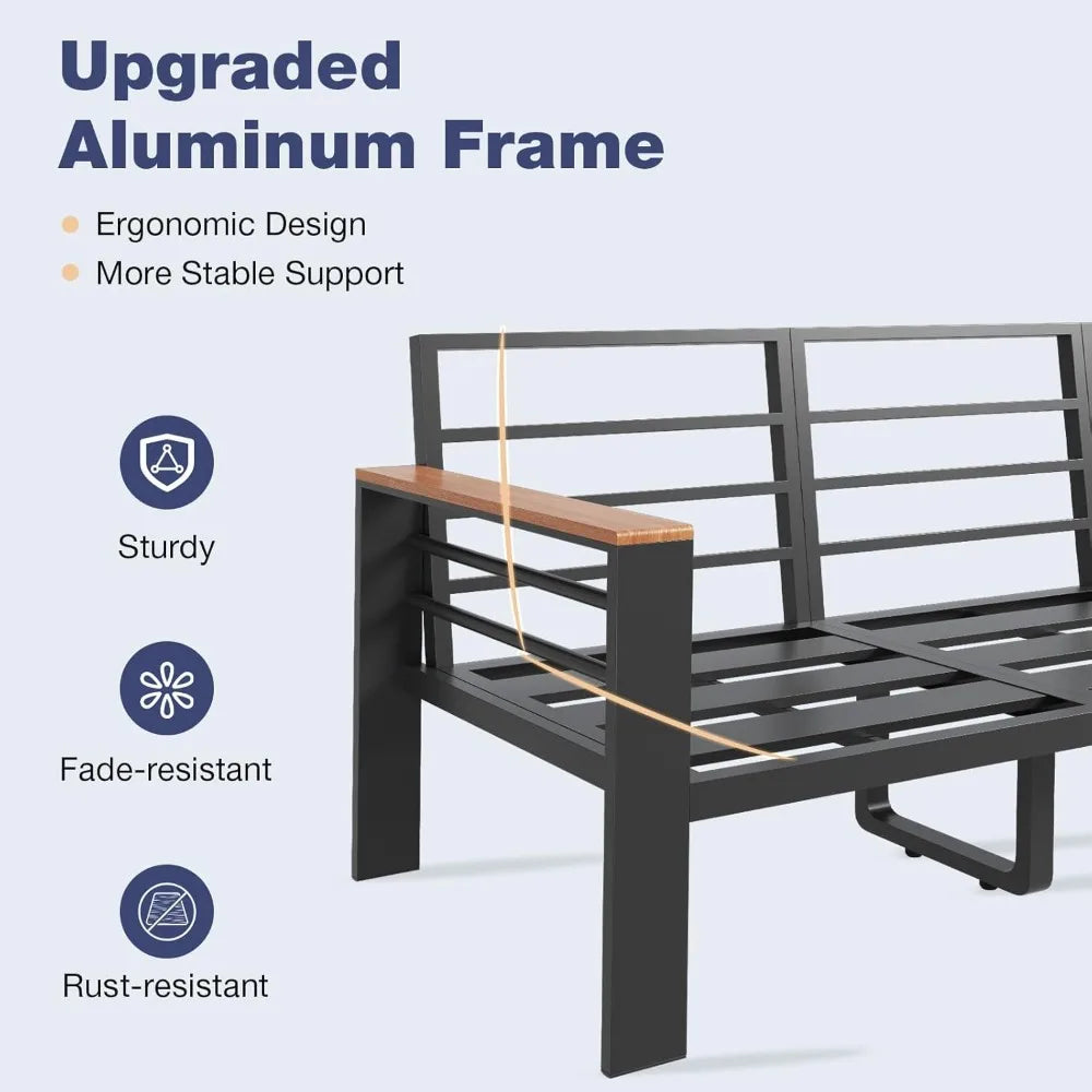 Aluminum Patio Furniture Set 7 Seats Oversized Outdoor Sectional With Cushions