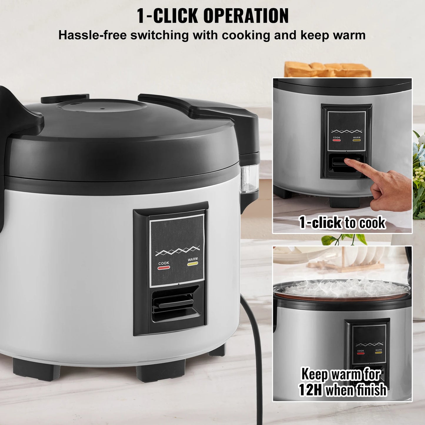 SucceBuy Commercial Rice Cooker Warmer With Nonstick Inner Pot