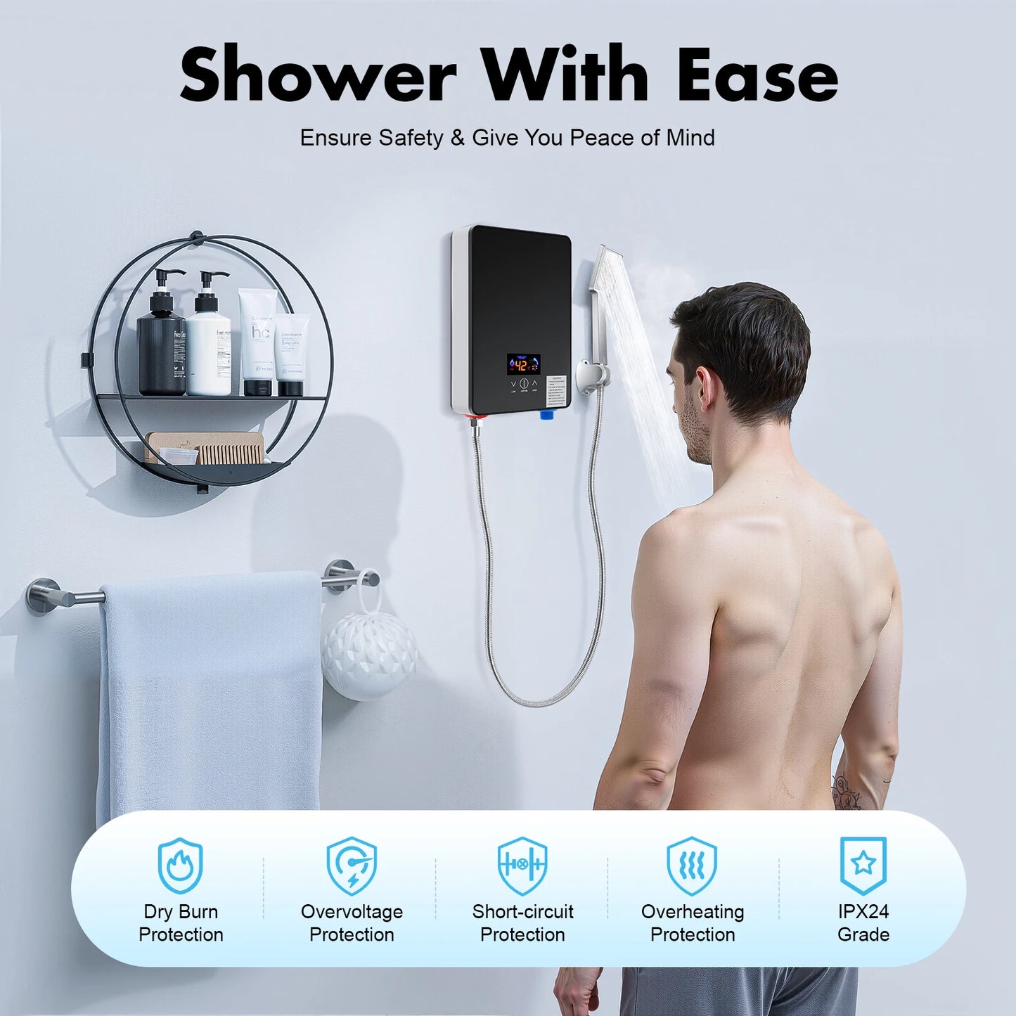 6500W Tankless Electric Water Heater 220V Wall Mounted