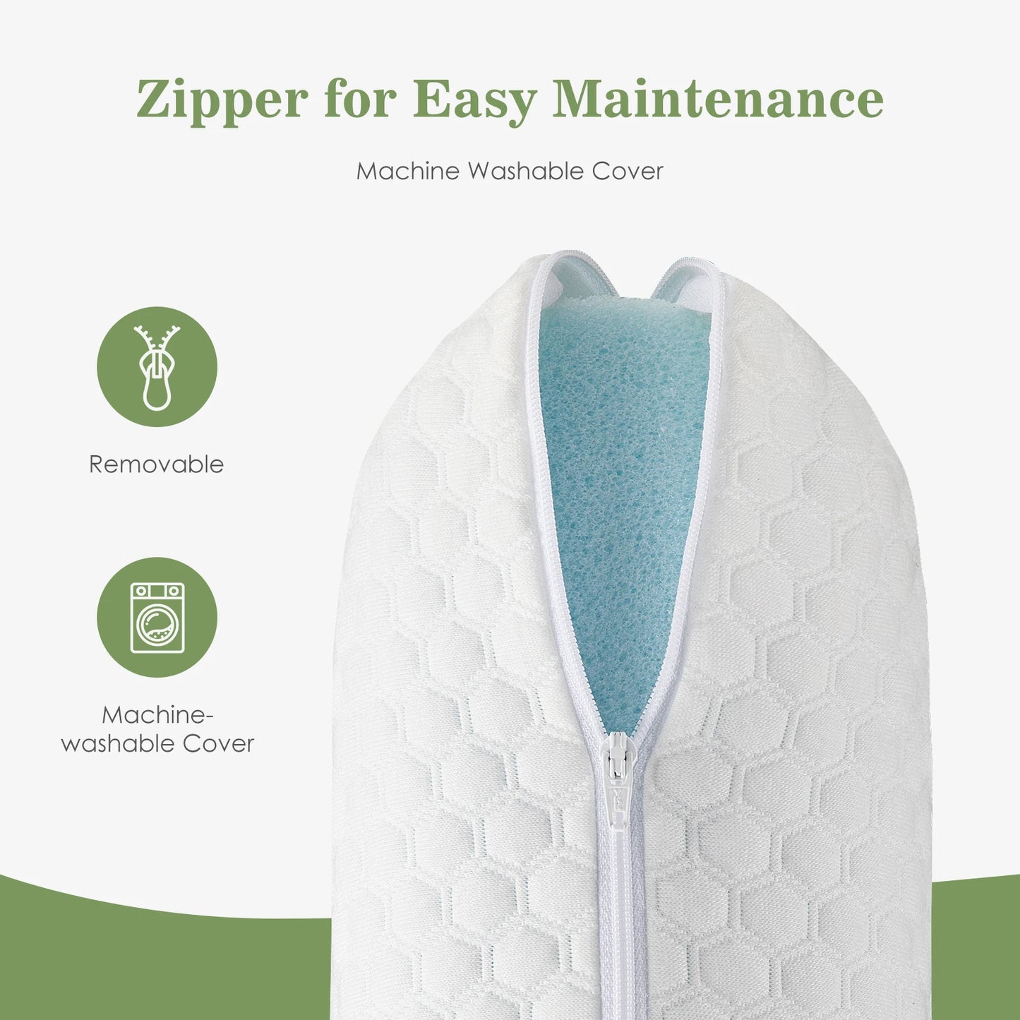 JHK Memory Foam Pillow Ventilated Cooling With Removable Washable Cover