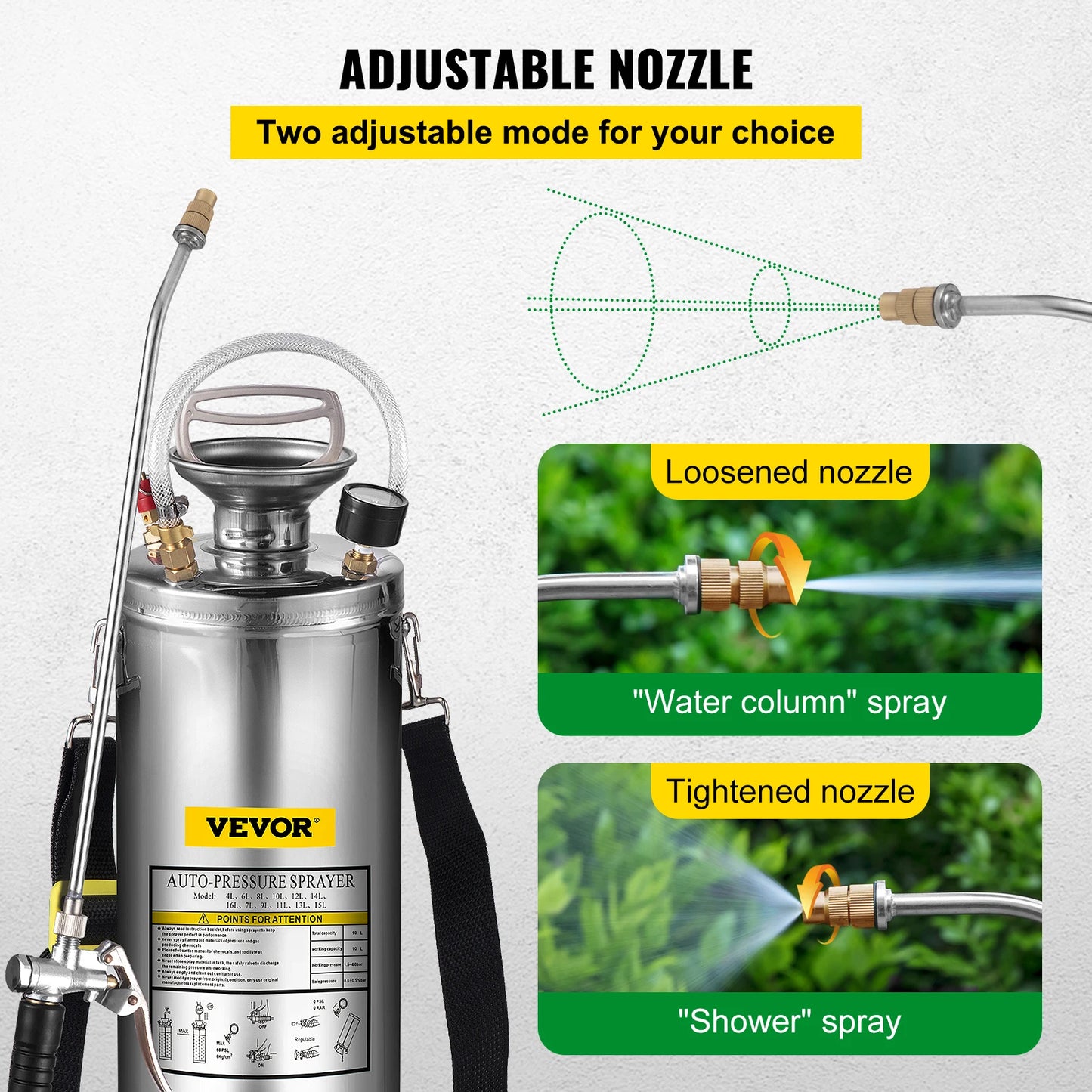 SucceBuy Hand Powered Stainless Steel Garden Sprayer