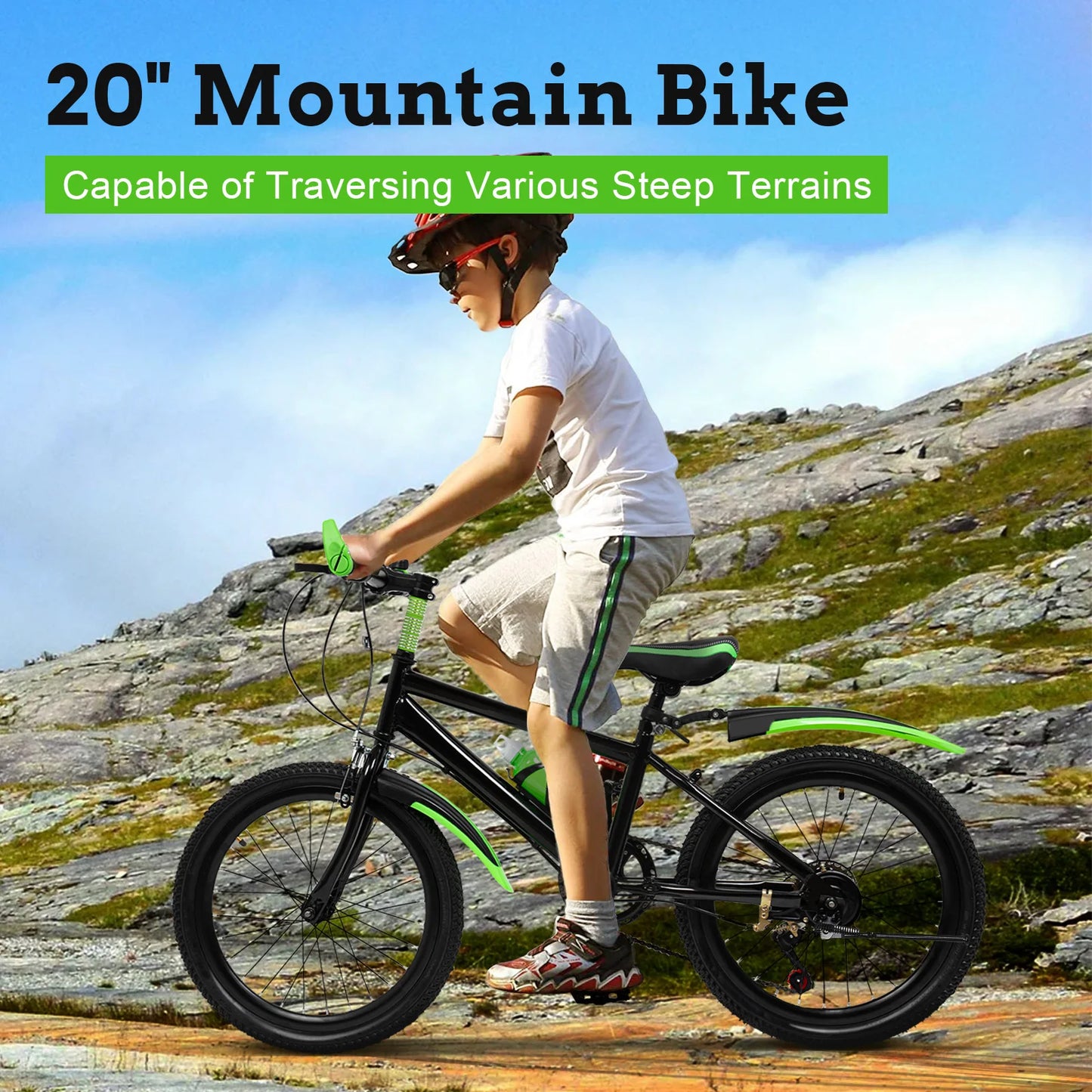 7 Speed Mountain Bike For Kids Unisex All Terrain Bike