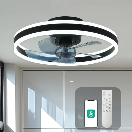 Orison Modern Flush Mount Ceiling Fan With Remote LED Light
