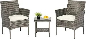 Outdoor Patio Five Piece Wicker Conversation Set For Backyard
