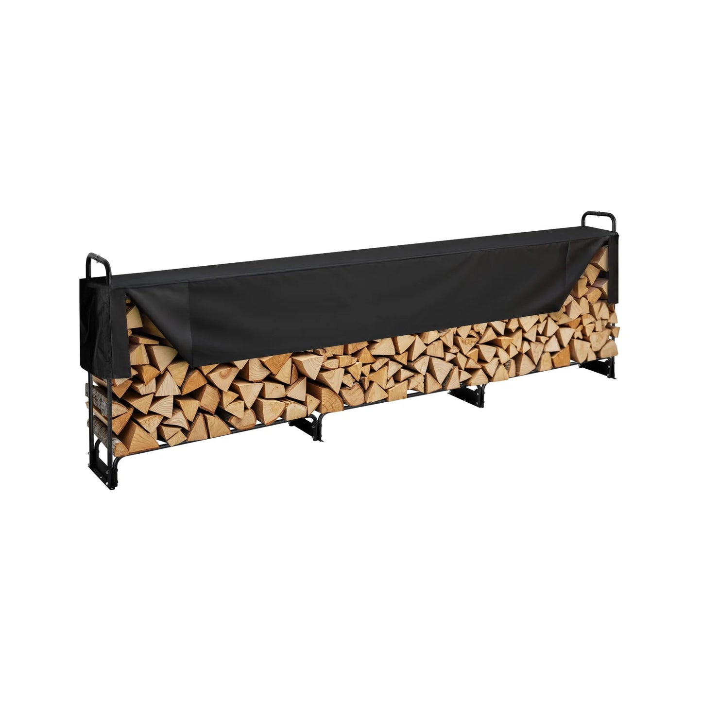 SucceBuy Outdoor Firewood Rack With Waterproof Cover