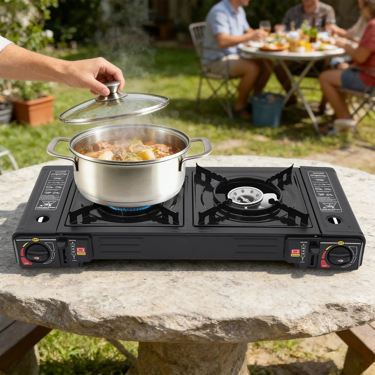 Portable Dual Burner Gas Camping Stove With Carrying Case