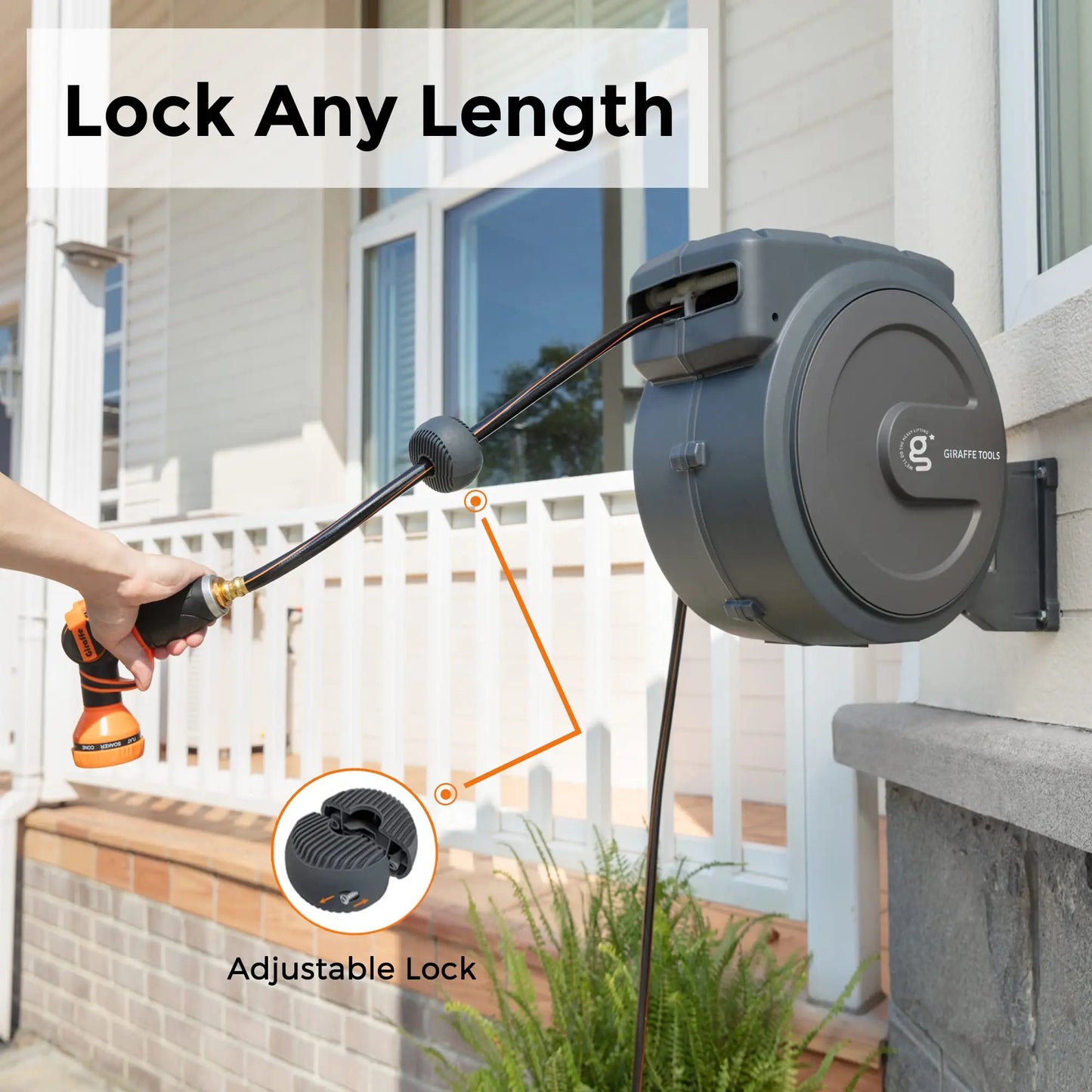 Giraffe Tools Retractable Hose Reel Wall Mounted Automatic Rewind