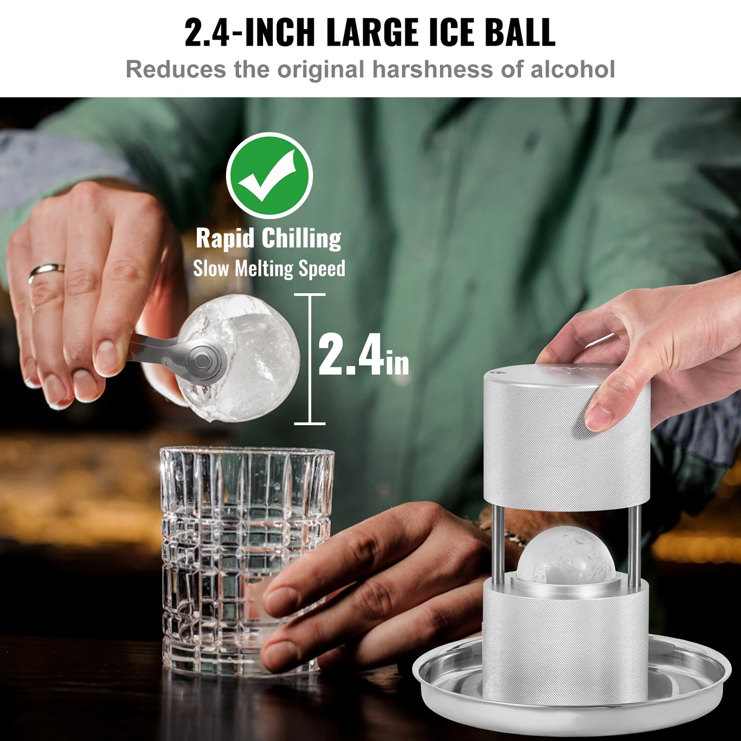 SucceBuy Ice Ball Press Maker Spherical Mold for Bar