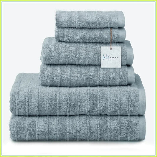 Cotton Textured Stripe Towel Set Bath Towels Hand Towels Washcloths