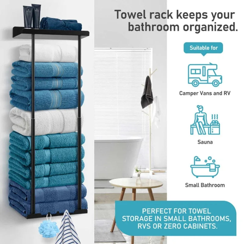 Stainless Steel Double Wall Mounted Towel Rack Bathroom Organizer