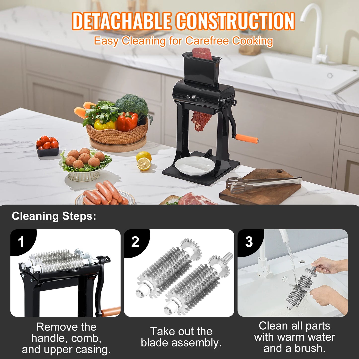 Succebuy Manual Meat Tenderizer Heavy Duty Stainless Steel Machine