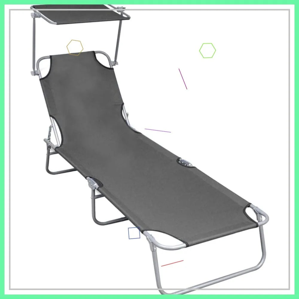 Folding Sun Lounger With Adjustable Canopy For Outdoor Relaxation