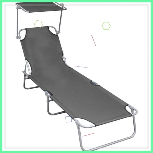 Folding Sun Lounger With Adjustable Canopy For Outdoor Relaxation