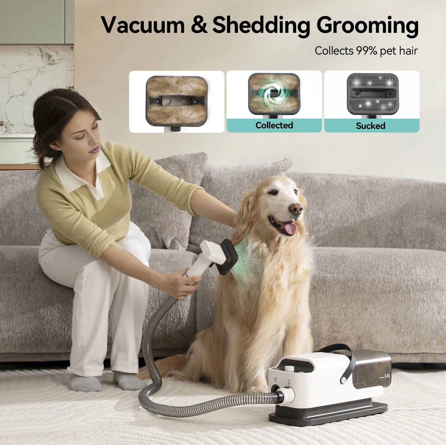 Amicura P1 3-In-1 Vacuum Hair Dryer Pet Grooming Trimmer
