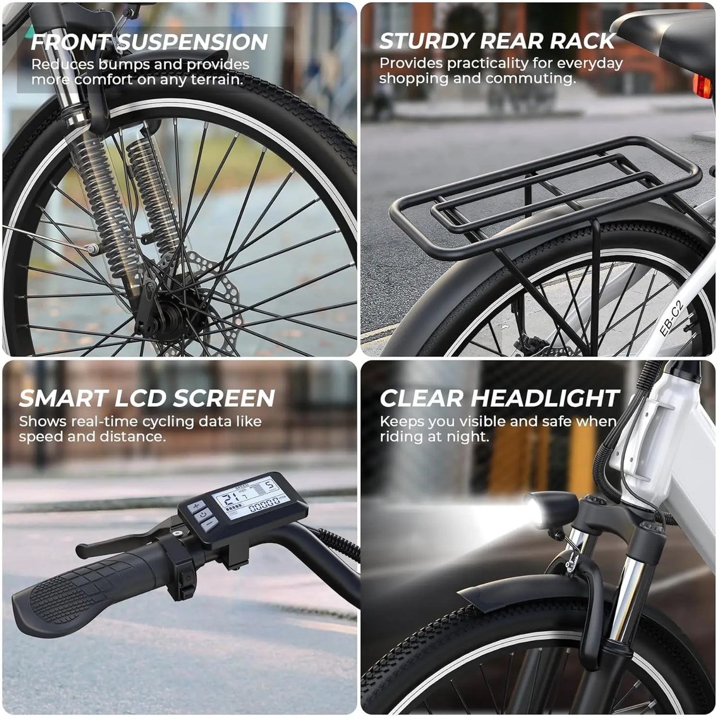 Electric Bike for Adults 1000W Peak Motor 50 Mile Range 21.7 MPH