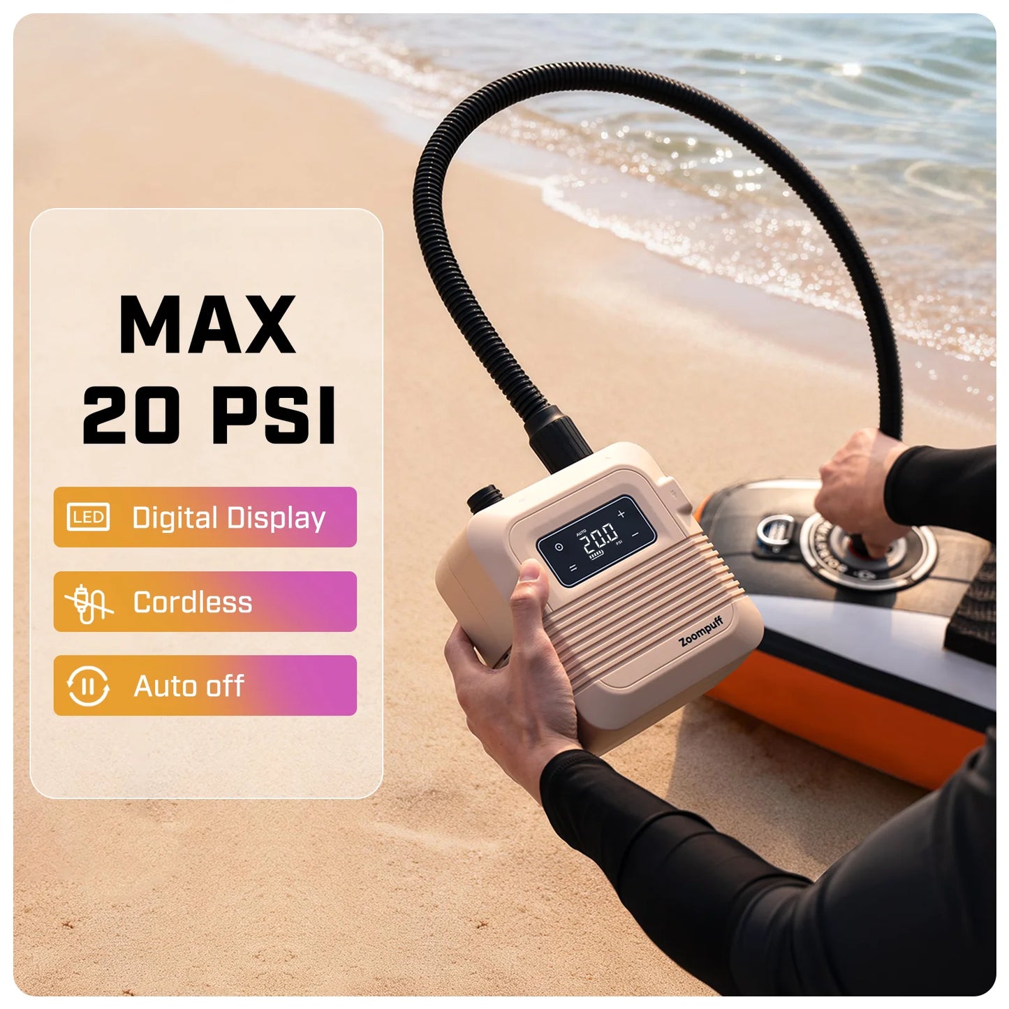 Zoompuff Electric Sup Air Pump Featuring Rechargeable Battery