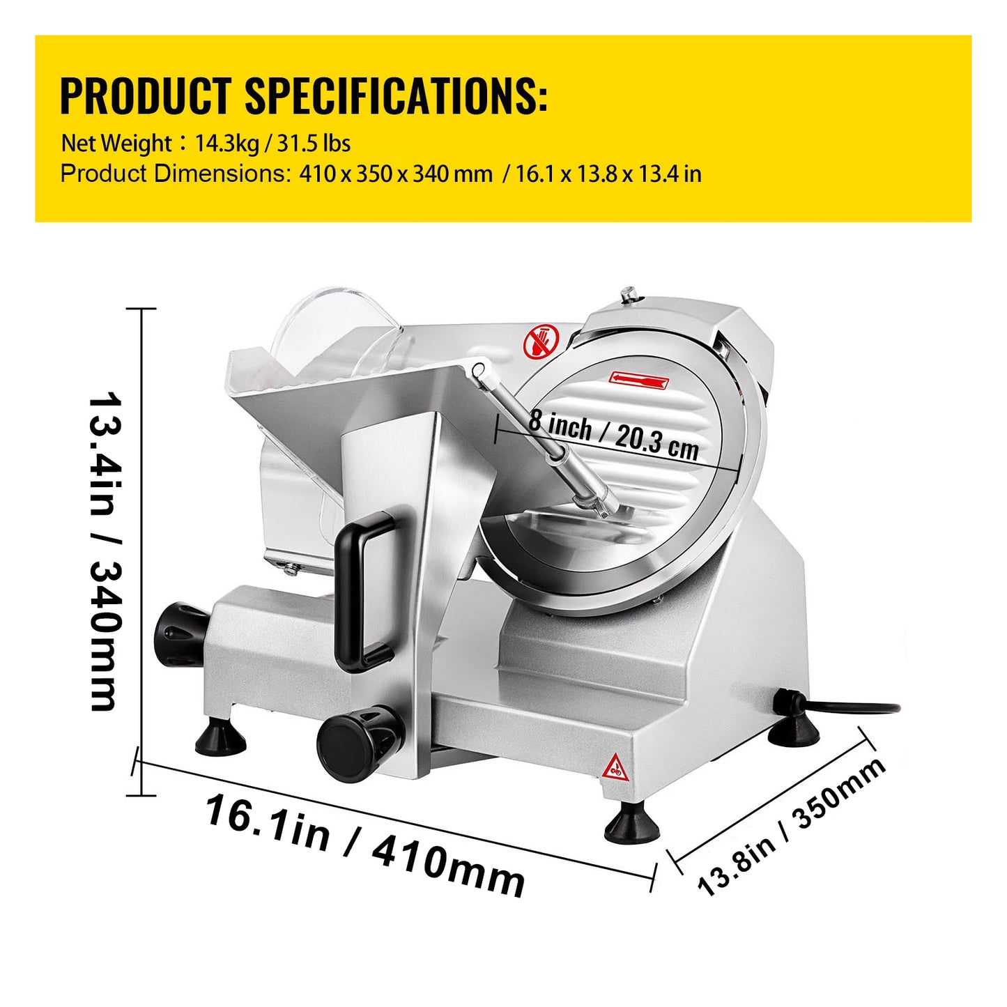 SucceBuy Commercial Meat Slicer Electric Deli Cheese Cutter