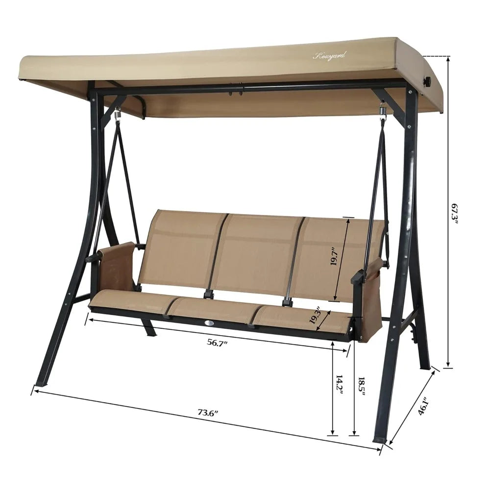 XIAOLANG Outdoor Porch Swing Glider With Adjustable Canopy And Steel Frame
