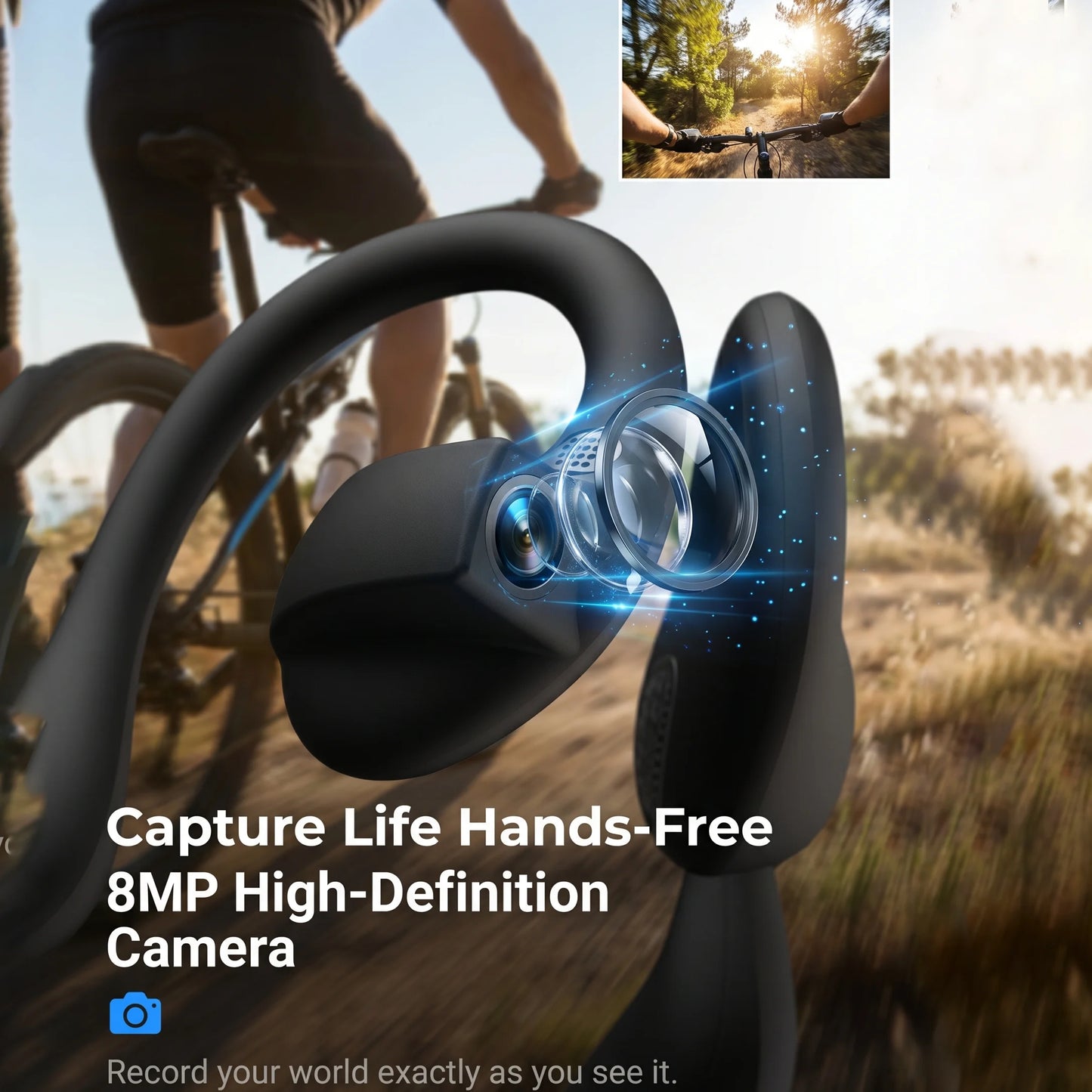 EOENKK AI Camera Headphones With 8MP HD Recording Bluetooth Translation