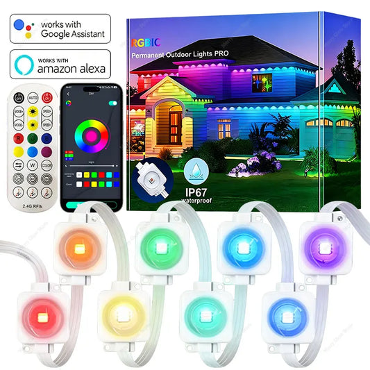 MIMIRGB Smart Outdoor Eaves Lights RGBIC Color Changing Voice Control