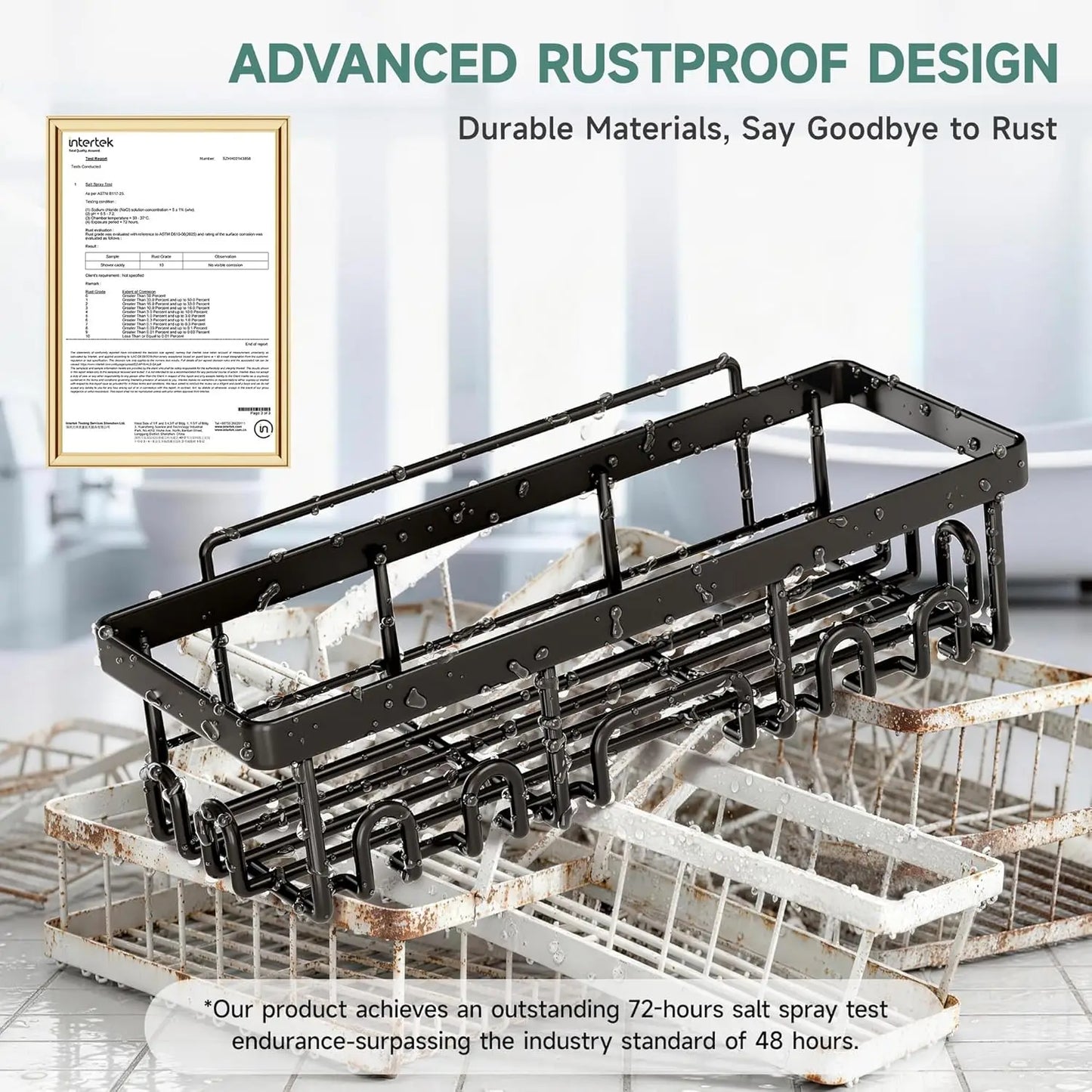 Shower Caddy 6 Pack Rustproof No Drill Adhesive Shelves Rack