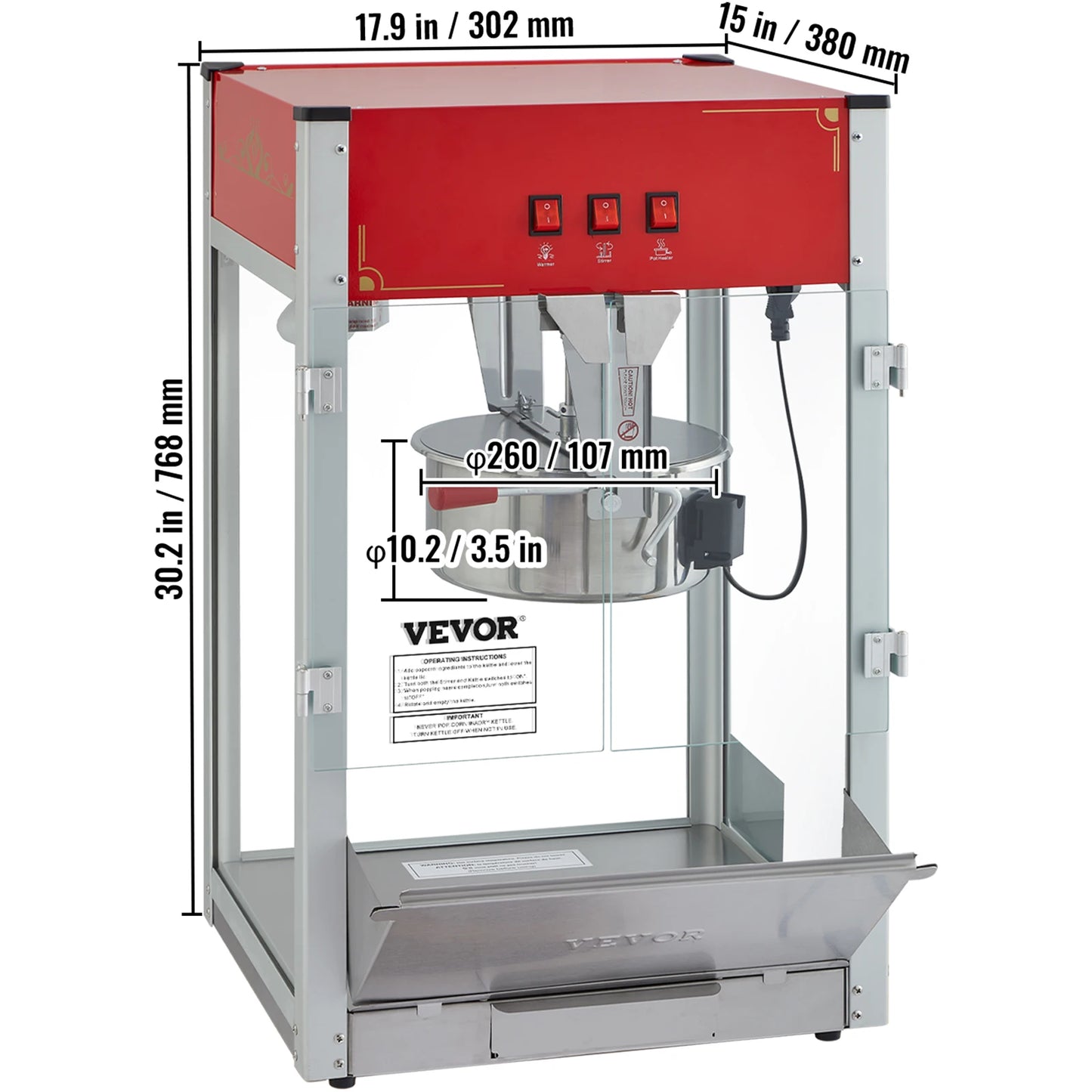 SucceBuy Electric Popcorn Maker Commercial Popper Machine Stainless Steel
