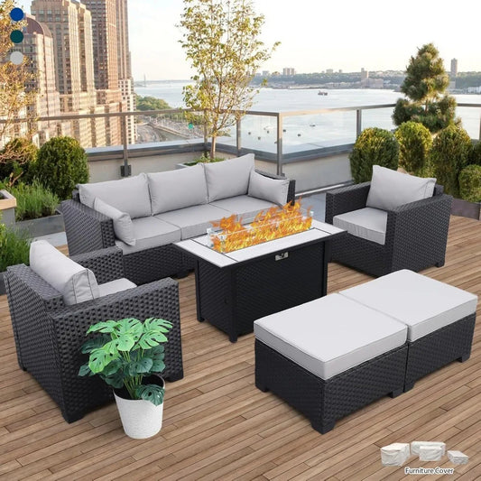 Outdoor Patio Furniture Set With 60000 BTU Propane Fire Pit