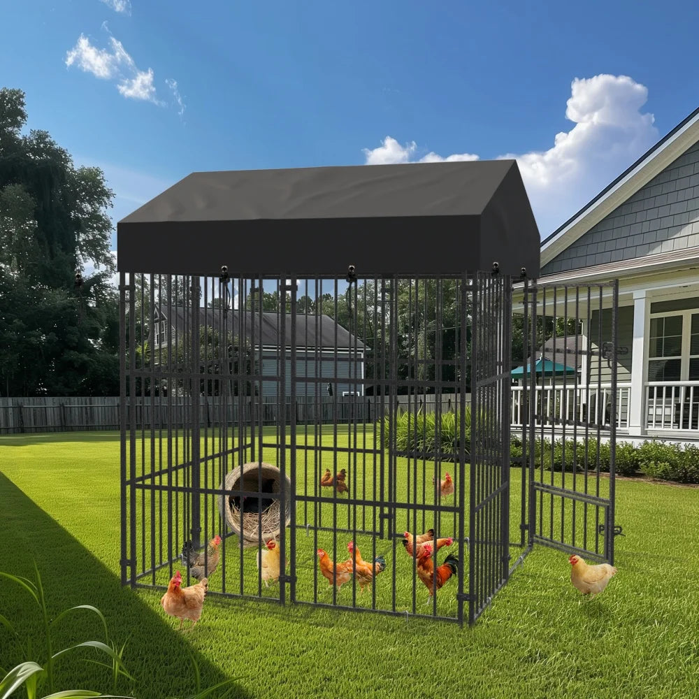 BORWART Heavy Duty Dog Kennel Welded Metal Playpen Roof Cover