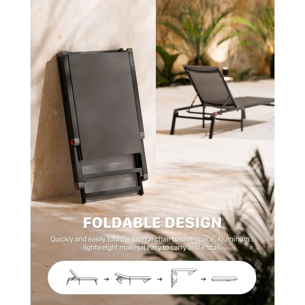 Guangbai Adjustable Aluminum Chaise Lounge Chair Outdoor Deck