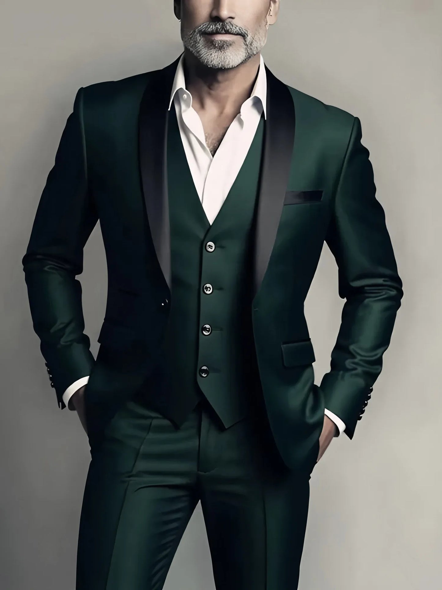 Men's Formal Suit Jacket Vest Pants Wedding Groom Professional Style
