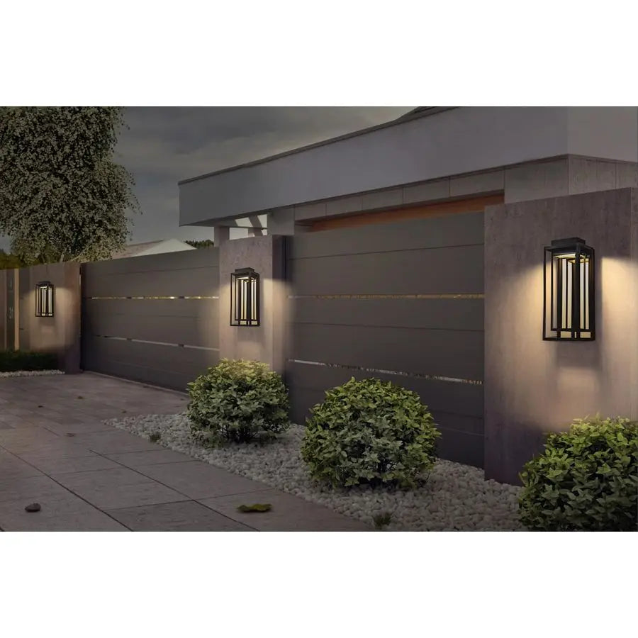 Modern Outdoor LED Wall Light Exterior Sconce Black Gold Finish