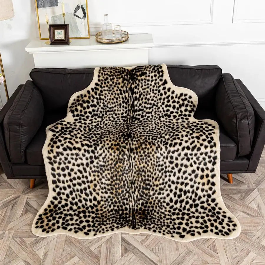 Animal Print Faux Cowhide Area Rug Leopard Pattern