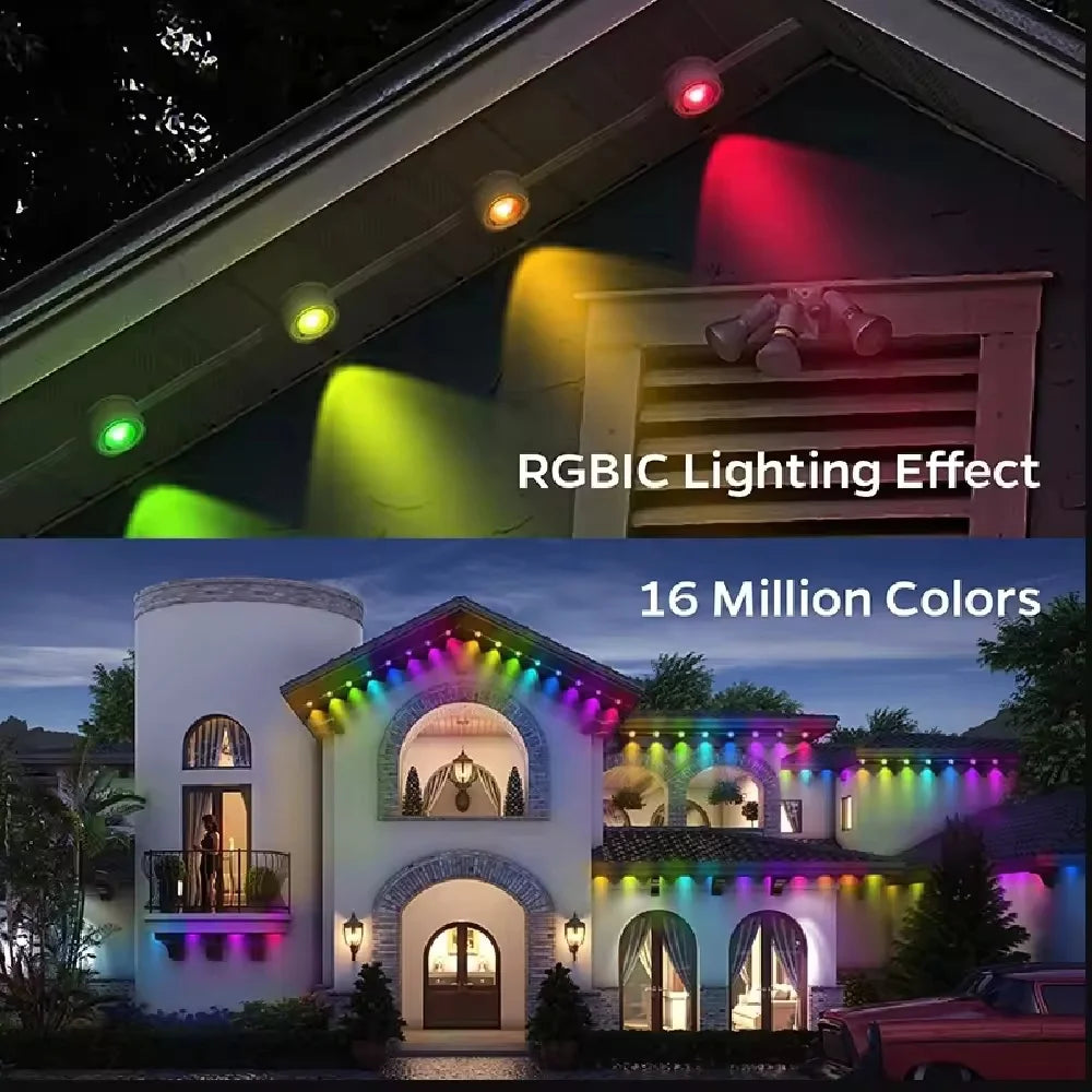 Smart App Remote RGBIC LED Outdoor Eaves Lights DIY Beads