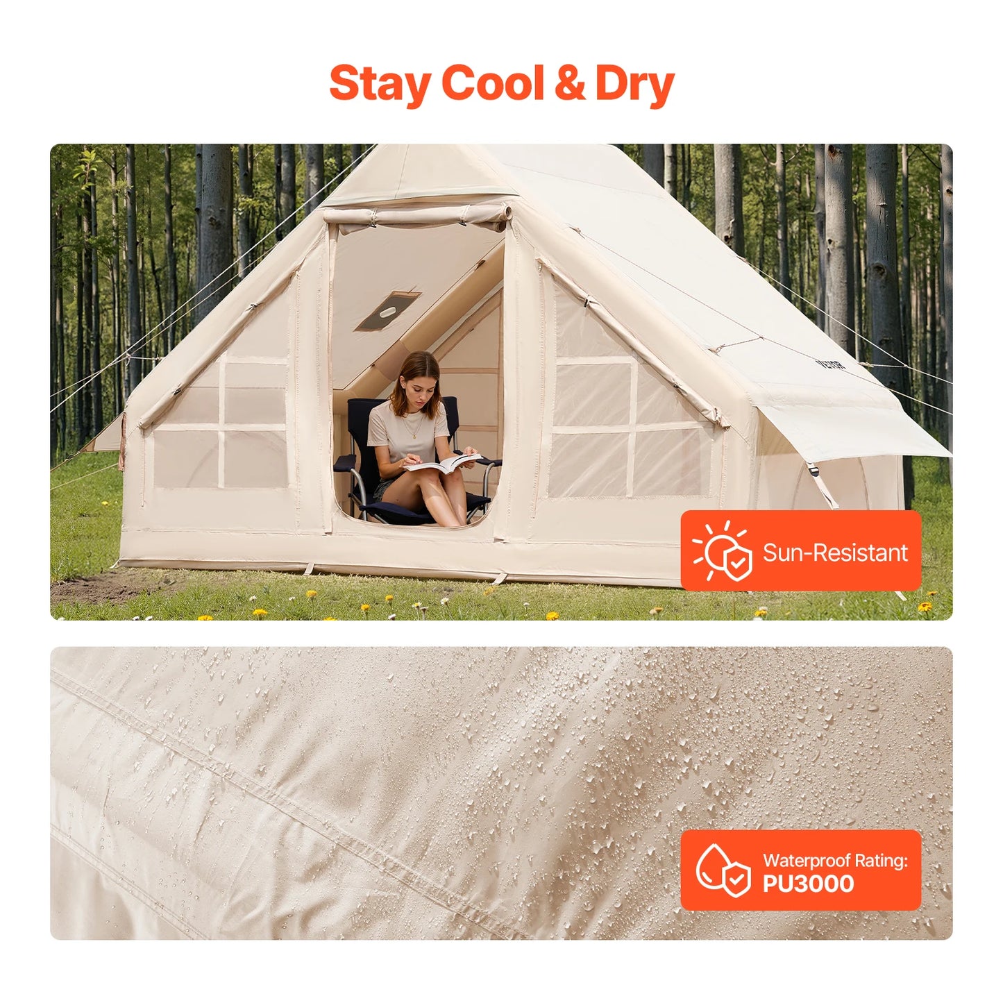 SucceBuy Easy Setup Inflatable Camping Tent With Hand Pump