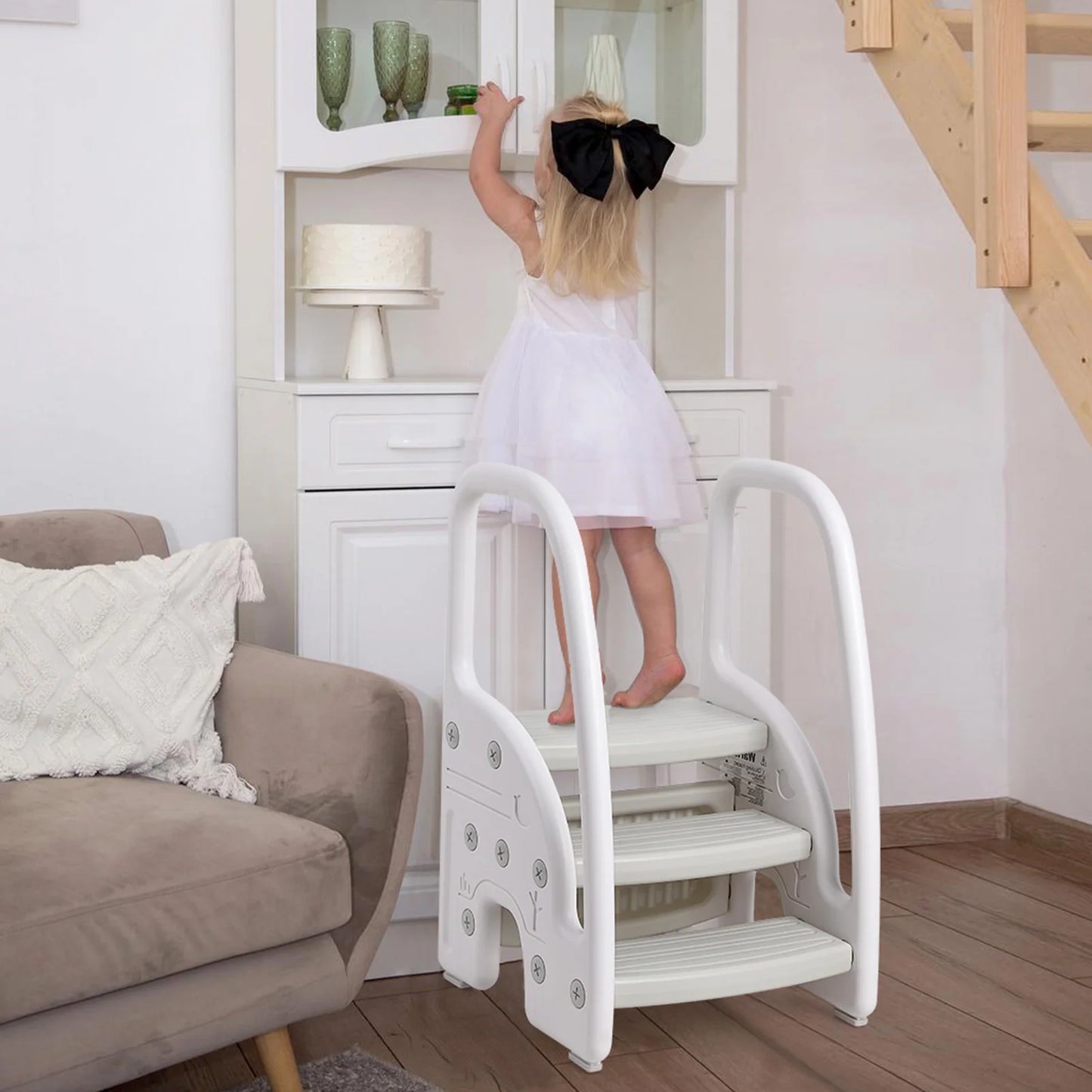 Toddler Step Stool With Handles Dual Tier Plastic Durable
