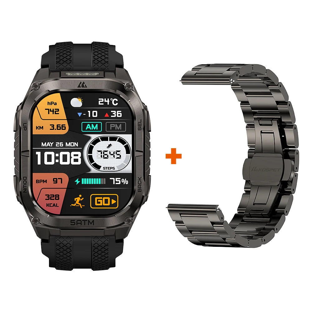 Kospe Tank M4C Rugged Smartwatch For Men With GPS Waterproof