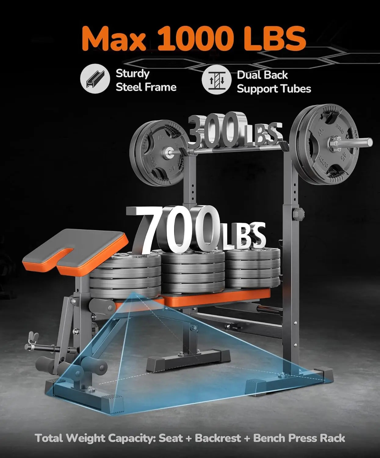 6 in 1 Weightlifting WorkoutBench Set With Leg Press Rack
