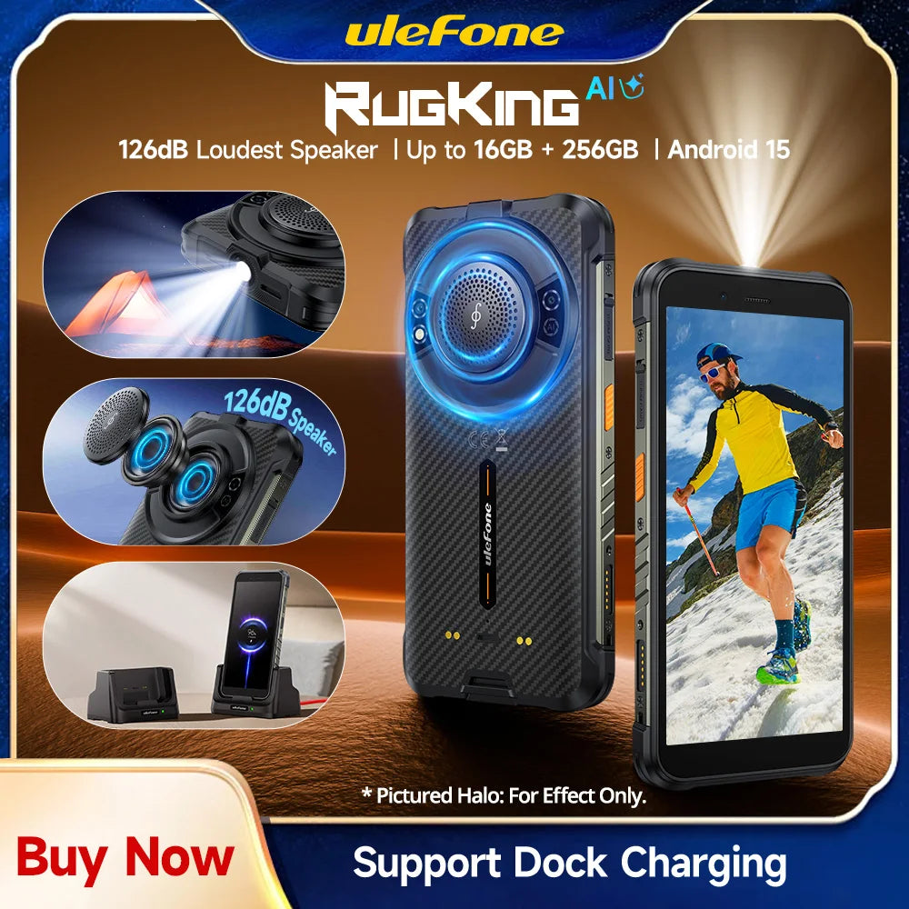 Ulefone RugKing Rugged Phone Android 15 Waterproof 9600mAh NFC