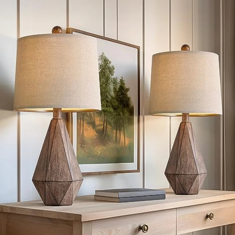 Retro Farmhouse Table Lamp Set For Living Room And Bedroom