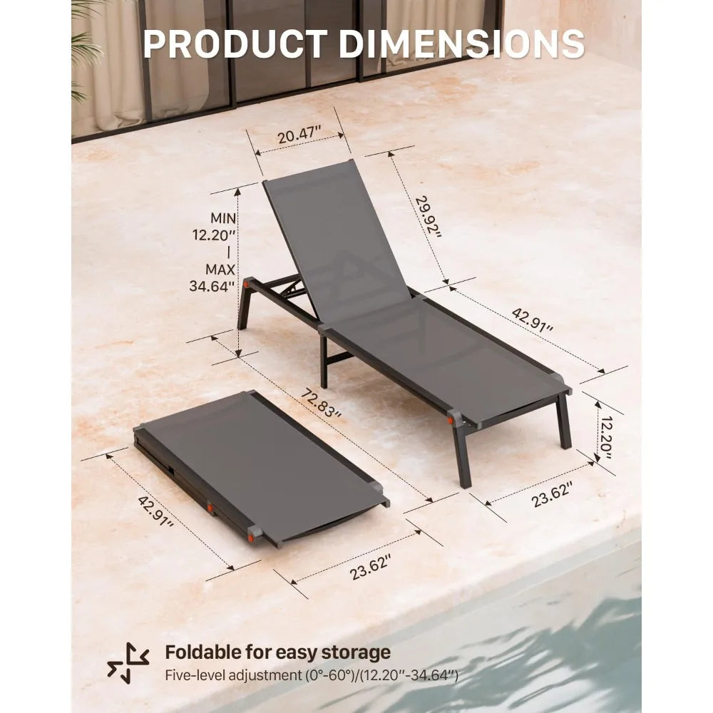 Guangbai Adjustable Aluminum Chaise Lounge Chair Outdoor Deck